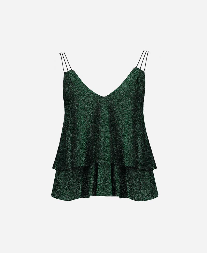 Green Glitter Tiered Cami Top