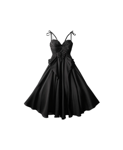 Black Satin Bow Dress
