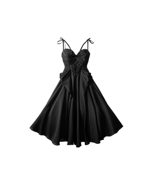Black Satin Bow Dress