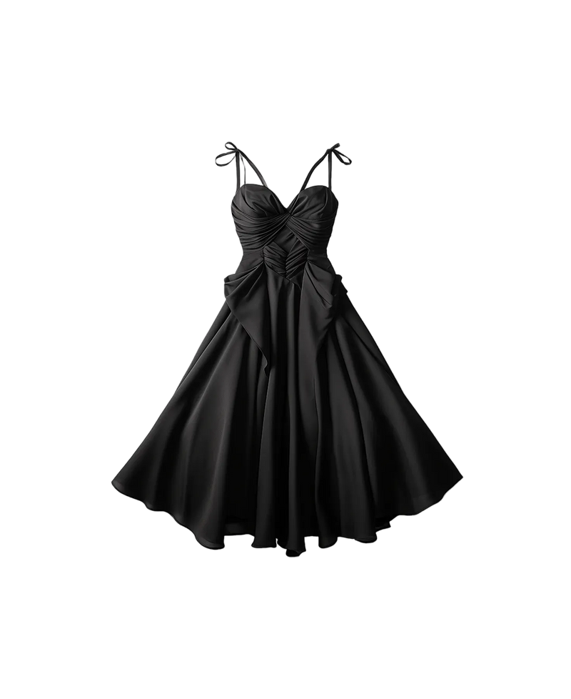 Black Satin Bow Dress