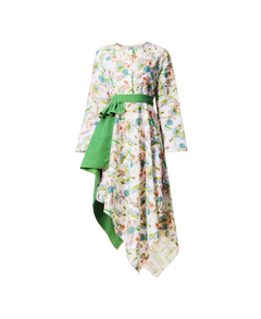 Floral Print Asymmetric Midi Dress