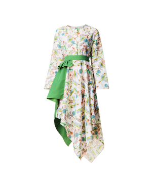 Floral Print Asymmetric Midi Dress