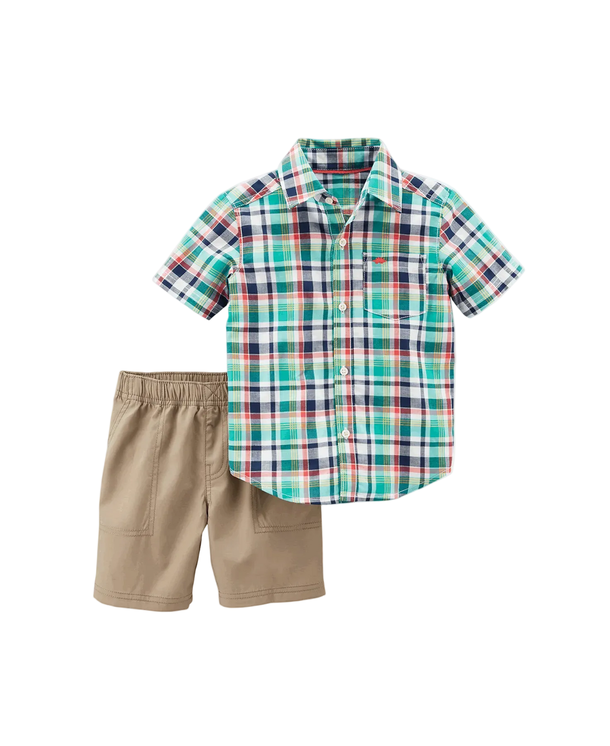 Boys Plaid Shirt & Shorts Set