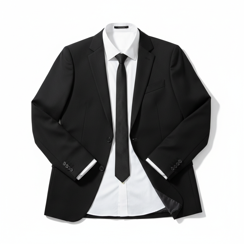 Men's Black Slim Fit Suit - Jacket Detail