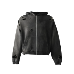 Ripped Faded Zip Hoodie