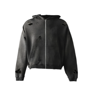 Ripped Faded Zip Hoodie